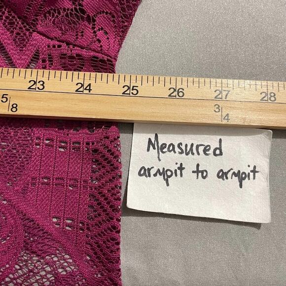 Cato Plus Size 18 20W Pink Lace Overlay Button Up Shirt Sheer Romantic Feminine - Picture 9 of 11